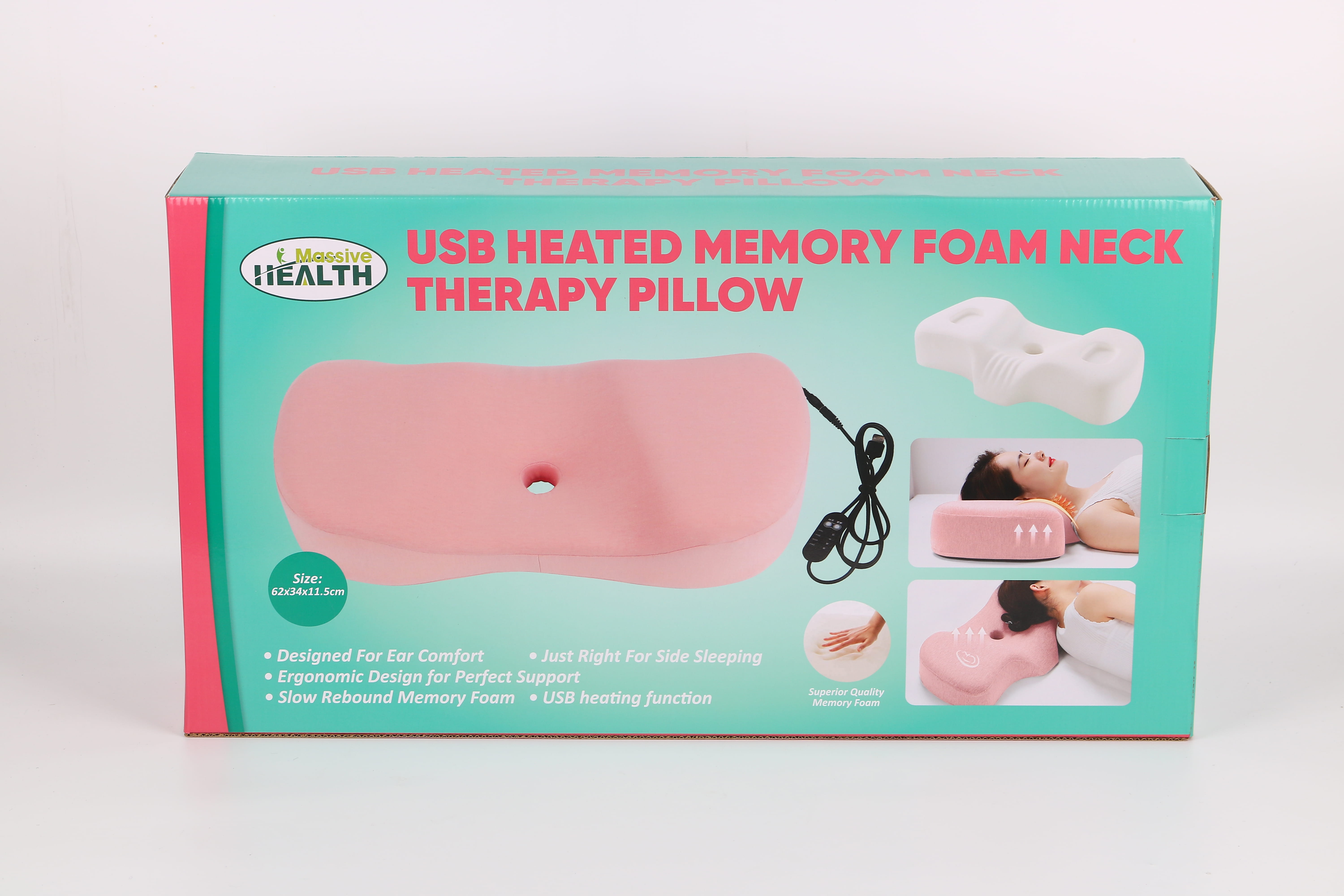 USB Heated Memory Foam Neck Therapy Pillow